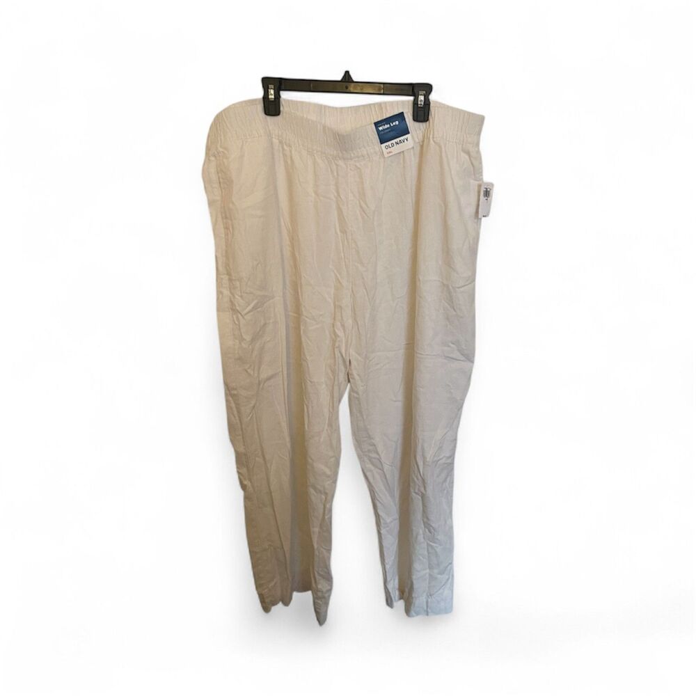 Old Navy NWT Wide Leg Linen Blend Pants Sz XXL 2XL Coastal Beachy Boho Travel